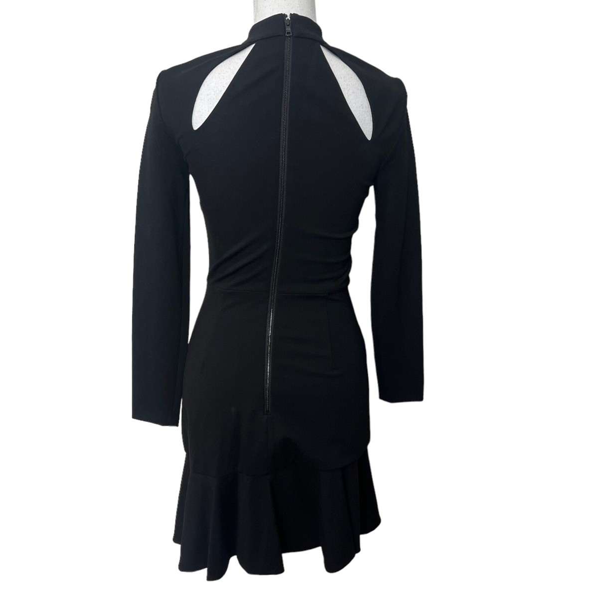 Alice + Olivia Womens Marisela Ruffle Hem Cutout Dress Black A  