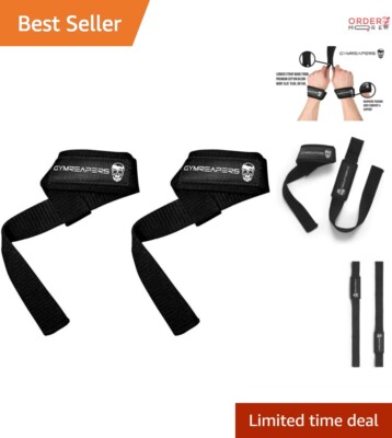 Padded Neoprene Lifting Wrist Straps - 18-inch Grip for Powerlifting Excellence