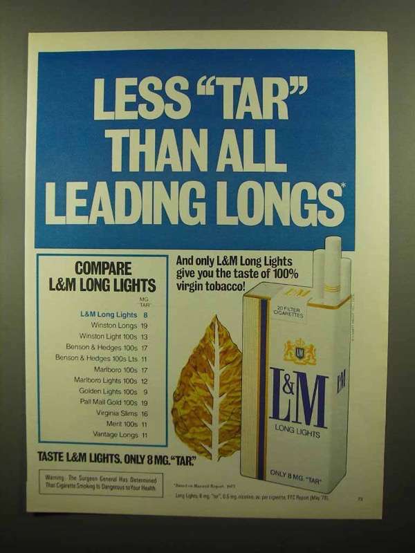 1979 L&M Cigarettes Ad - Less Tar Than Leading Longs | eBay