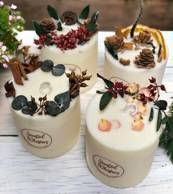 Dried Flower HANDMADE Candle Gift Set with Glass Jar (45-HR) | READY TO GIFT Bag