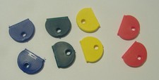LOT OF EIGHT ASSORTED COLOR KEY IDENTIFIER CAPS IDENTIFICATION FOR KEYS