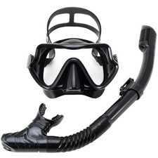 Professional Scuba Diving Snorkel Set for Adults - Tempered Glass Panoramic Mask