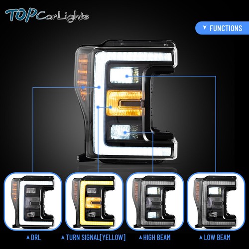LED Headlights For 2017-2019 Ford F-250 F350 F450 F550 Super Duty w/Sequential - Picture 3 of 13