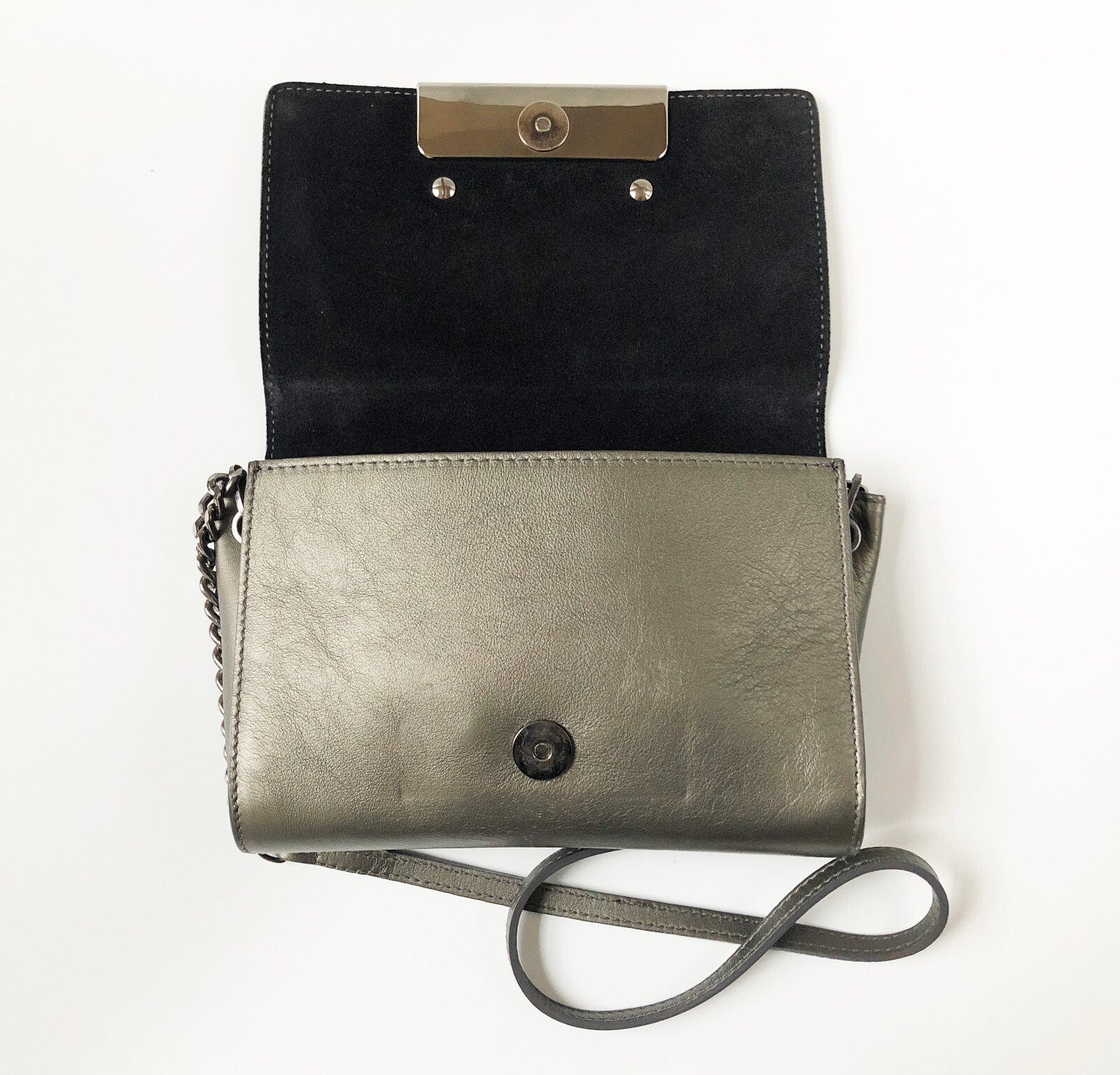 Small reptile leather purse, gray python mini bag… - image 9