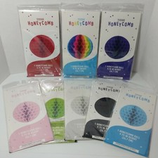 9.75 inch HoneyComb Tissue Ball Lantern Pom Poms Wedding Birthday Party Set of 3