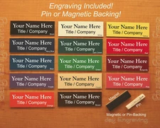 Custom Engraved 1x3 Name Tag | Employee ID Badge with Pin or Magnetic Backing