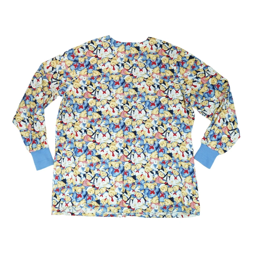 Landau Women Scrub Lab Coat Jacket Patriotic American Bears Size XL Made in USA - Image 3 of 4