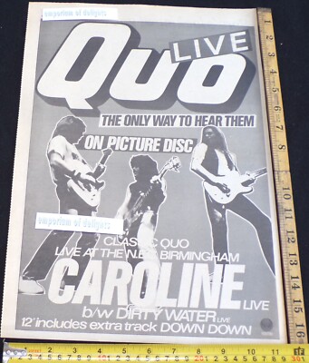 STATUS QUO - Live Caroline 1982 FULL PAGE POSTER SIZED music press advert