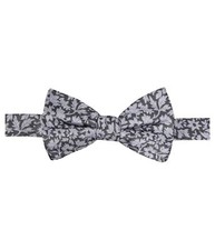  125 Ryan Seacrest Mens Floral Gray White Bowtie Adjustable Pre Tied Bow Tie