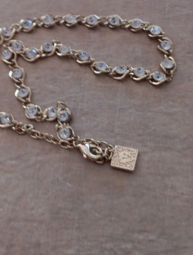 Beautiful Anne Klein Gold Tone Rhinestone Choker 15" Necklace Marked - Picture 11 of 11