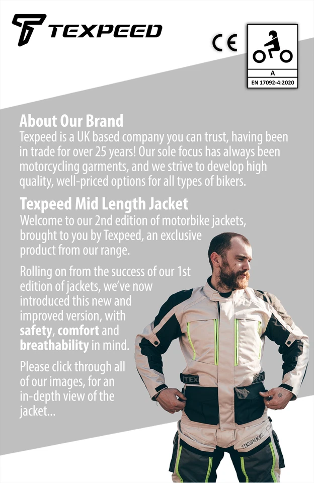 Neu Herren Motorrad Wasserdicht Cordura Textil Jacke Mit Motorrad Ce Rüstungen - Bild 3 von 4