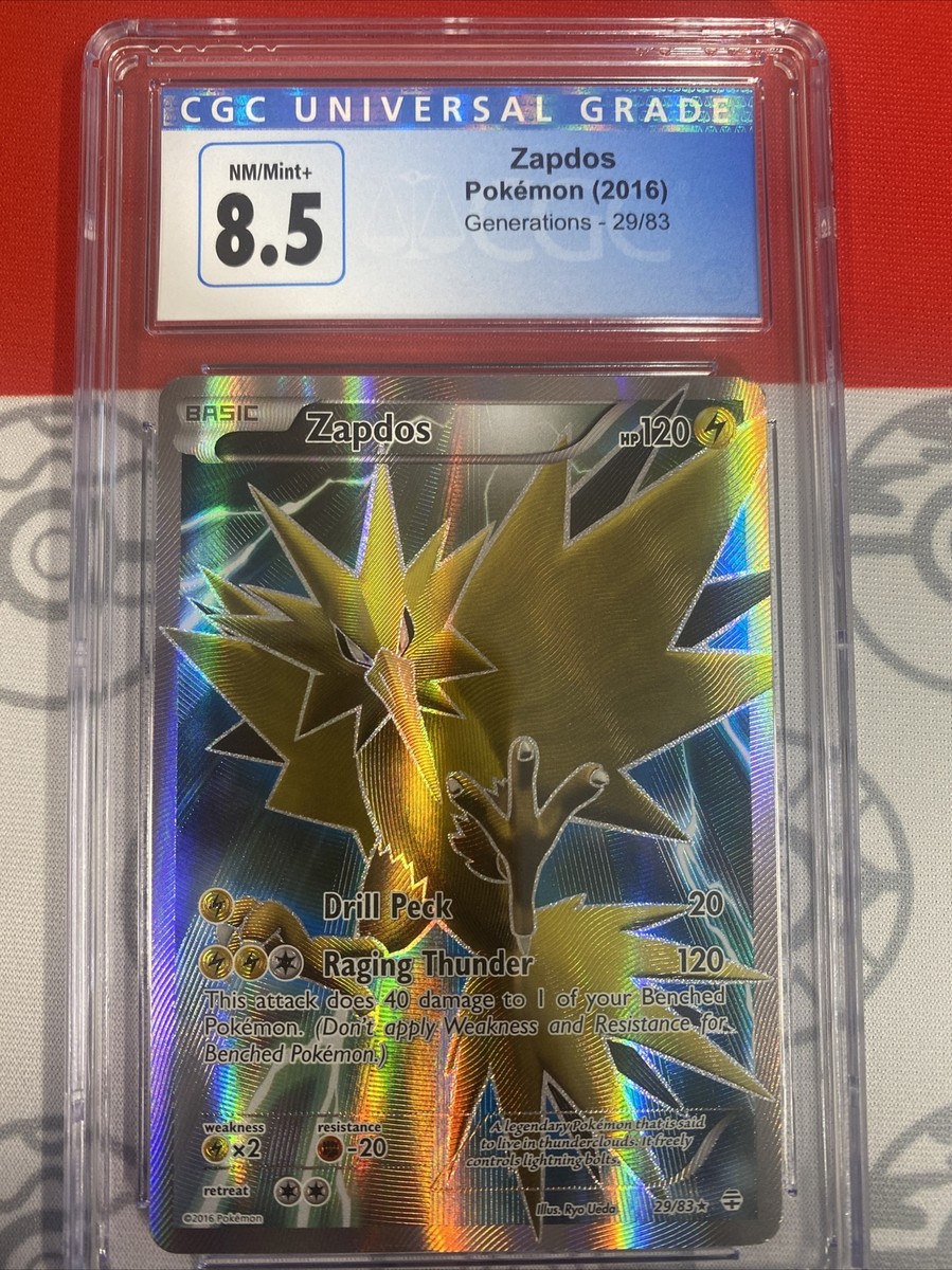 CGC 8.5 Pokemon TCG 2016 Zapdos Full Art 29/83 Generations CGC 8.5 Pokemon TCG 2016 Zapdos Full Art 29/83 Generations