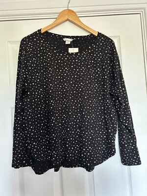 New H&M black star design long sleeve top size XL