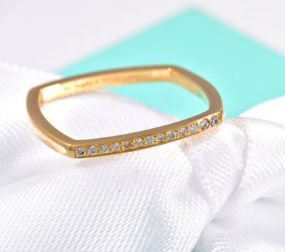Size 6 Tiffany & Co Frank Gehry Diamond 18K Yellow Gold Micro