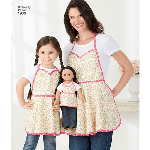 SIMPLICITY 1936 Child & Adult Aprons Sewing pattern Sizes Child S-L & Adult S-L - Picture 4 of 6