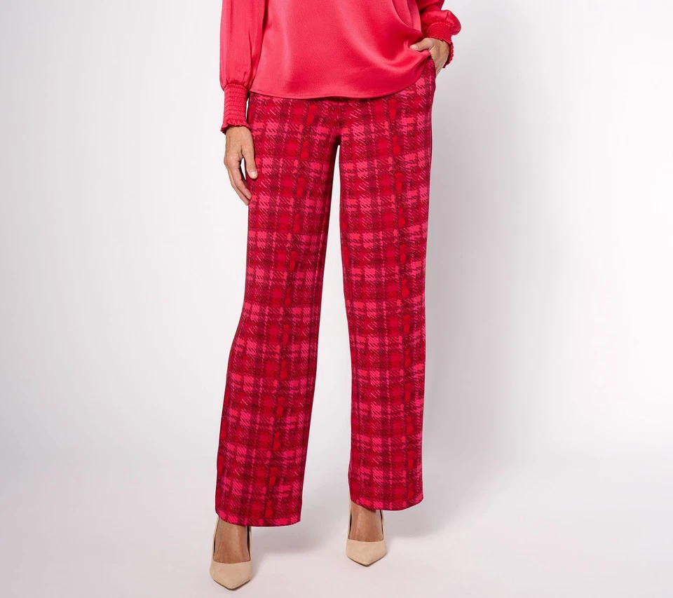 Isaac Mizrahi Live! Pantalones Mujer Talla L Regular Estampado Tejido Rojo Buceo A620689 Foto 3 de 4