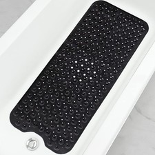 Linoows Bathtub and Shower Mats, Extra Long 39" x 16" Rectangular , Black