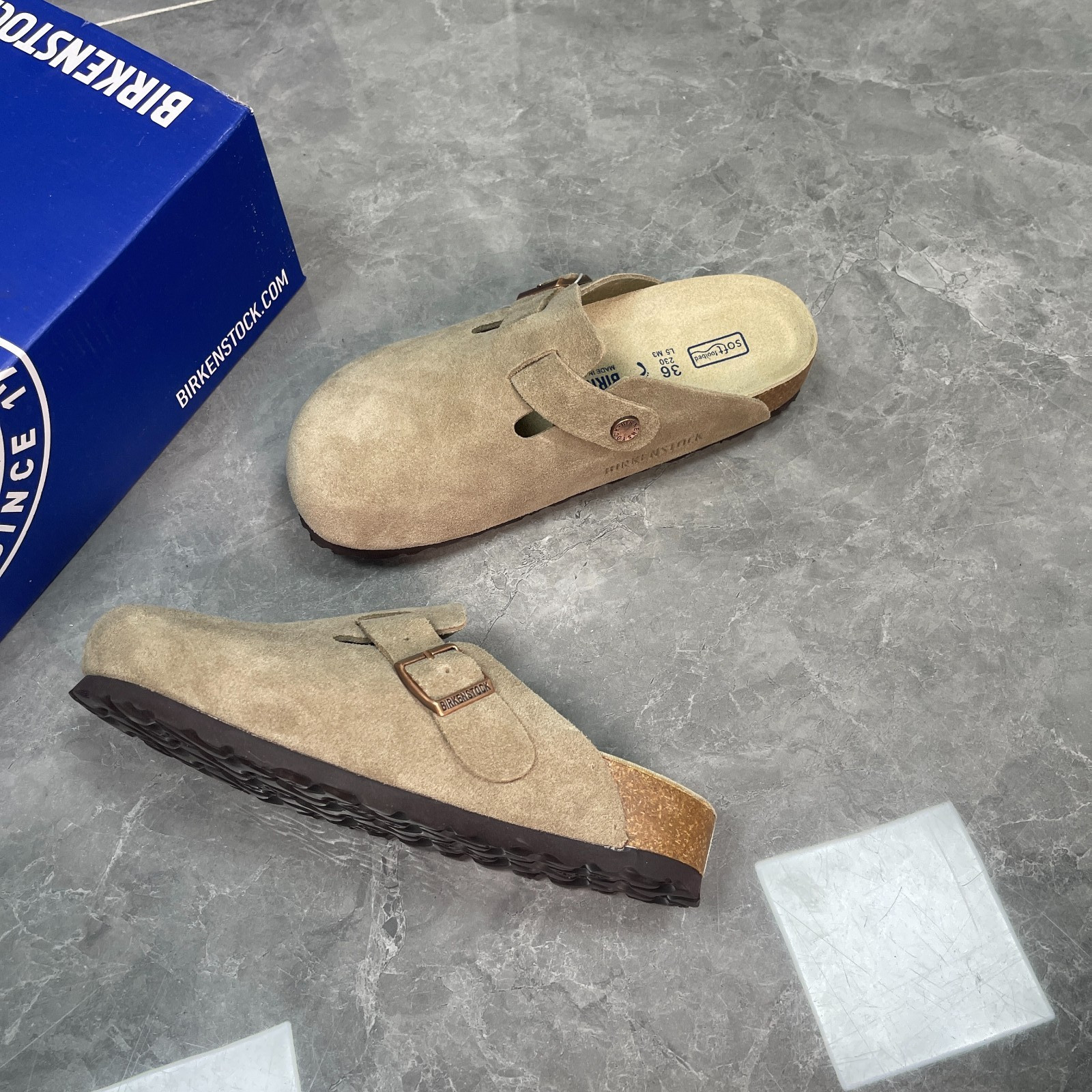Birkenstock Boston Suede Clog Taupe Narrow/Wide Women's and Men's Shoes