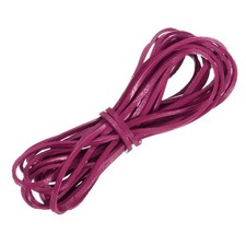 Flat Leather Cord, 5.5 Yard 3mm Leather String Strips for DIY Crafts Rose Red