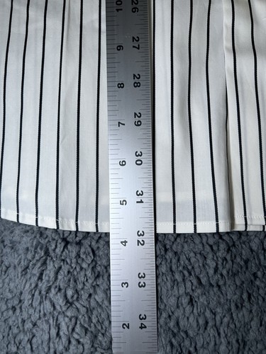 Express 1MX Stretch Modern Fit LS Button Down White Striped Shirt 2XL 18-18.5 - Picture 6 of 7