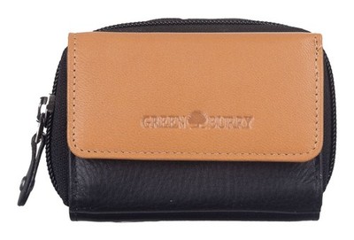 GREENBURRY Duett RV-Mini Wallet RFID Geldbörse Black / Tan schwarz hellbraun Neu
