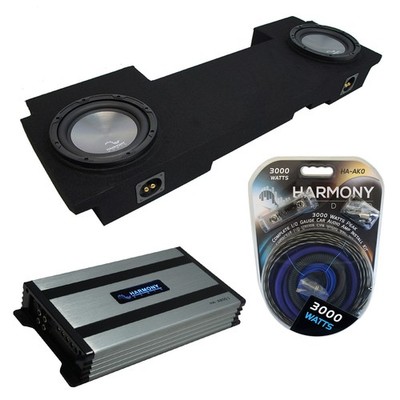 02-13 GMC Sierra HD Crew Truck Harmony A102 Dual 10'' Sub Box & HA-A800.1 Amp