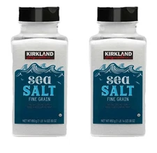 2- Kirkland Signature, Pure Sea Salt, 30 oz Fine Grain USA Almost 4 Pounds Total