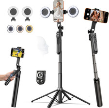 Tripod for Iphone with Ring Light Selfie Stick Phone Stand 360 Rotation Auto