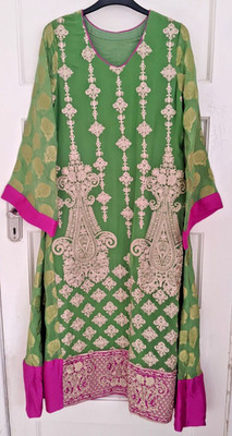 Neu Fäden und Motive M Chiffon Seide Pakistanisch 3-teilig Festanzug bestickt