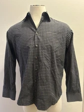 Scott Barber Button Down Long Sleeve Shirt Checkered Brown, 100% Cotton Men’s L