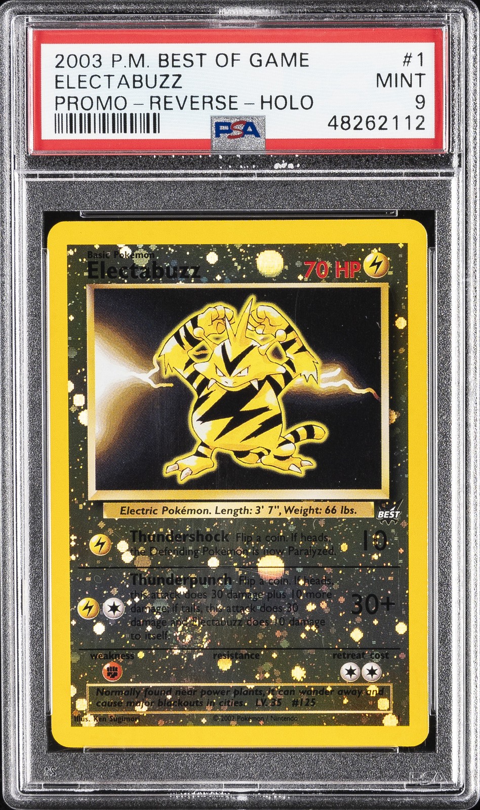 2003 POKEMON BEST OF GAME PROMO #1 ELECTABUZZ-REVERSE FOIL PSA 9