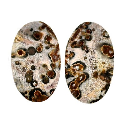 Natural Leopard Skin Jasper Pair 14.6x24.2x4 mm Oval Shape Gemstone LS30-04710