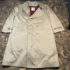 London Towne Faux Fur Lined Double Breasted Trench Coat Men's 44 Regular Beige