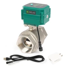 U. S. Solid Smart Motorized Ball Valve 2 in SS Plug Wifi Shutoff Manual Switch