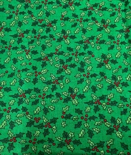 OAKHURST TEXTILES - HOLLY ON GREEN- 3/4 YARD