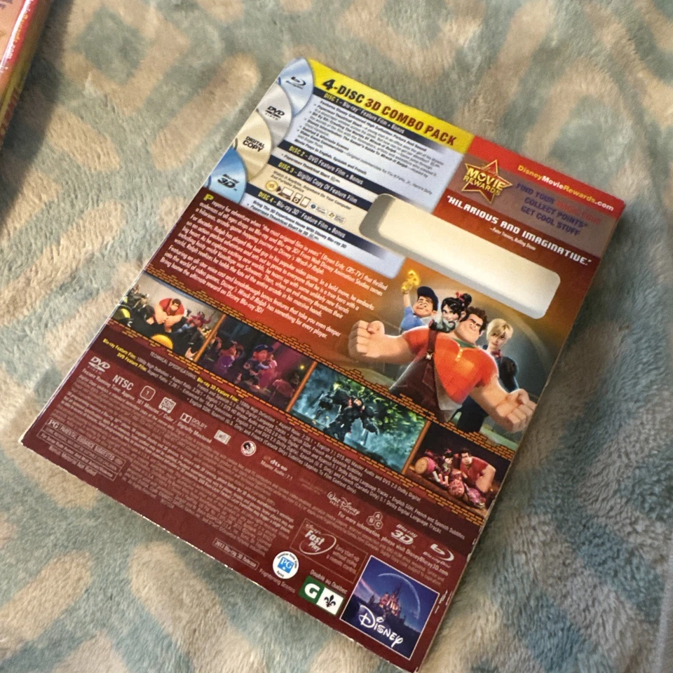 NEW** Wreck-It Ralph (Blu-ray 3D/DVD) Disney 4-Disc w/ Lenticular Slipcover Foto 4 de 4