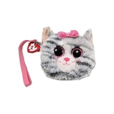 Ty Beanie Boos Kiki The Kitty Plush Coin Purse Gray Pink 2018