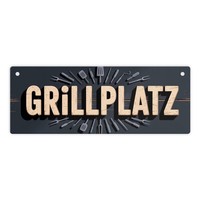 Grillplatz Metallschild L In 10,5X28Cm XL Hol Dir Jetzt Dieses Lustige