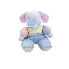 Vintage Eden Waffle Weave Terry Cloth Pastel Color-Block Bunny Plush Lovey Toy