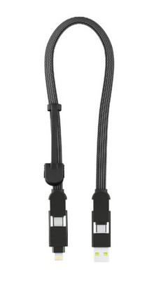 Rolling Square InCharge XL 30cm/1ft - 100W, 6 in 1 Travel Cable Black