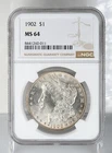 Certified 1902 Morgan Silver Dollar NGC MS64 $1
