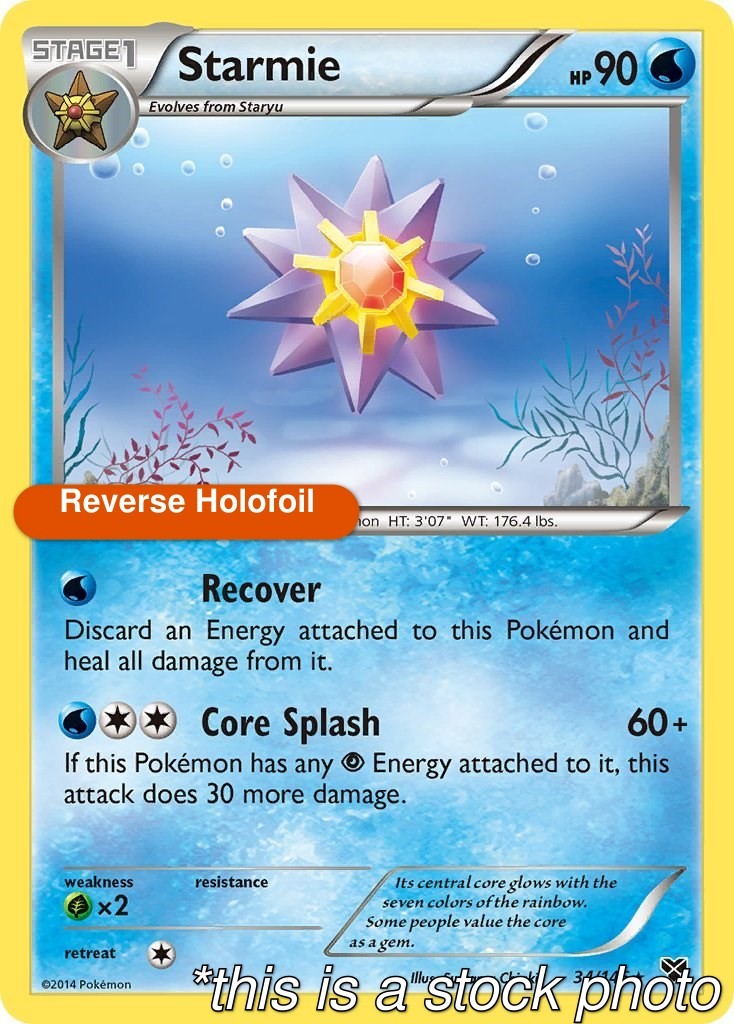 Reverse Holofoil - Starmie - 34/146 - XY Base Set - NM