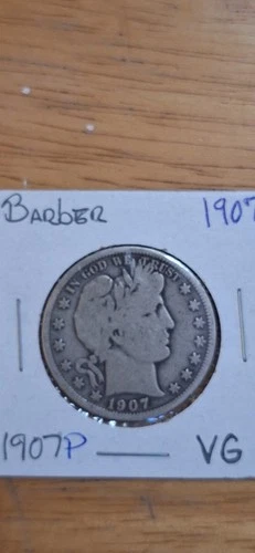 1907 P Philadelphia Mint Barber Half Dollar VG Low Mintage 2,598,000 Silver