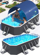 Foldable Pool with Canopy Non Inflatable Pool Large Foldable Swimming Pool Adult