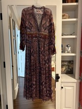 Johnny Was Embroidered Sheer Mesh Maxi Dress size medium