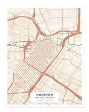 Houston Map Wall Art Poster - Minimalist City Map Print Fine Art Print