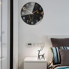 Image of Wall Clock Marble Pattern Decorative Silent Non Ticking 12" for Living Room