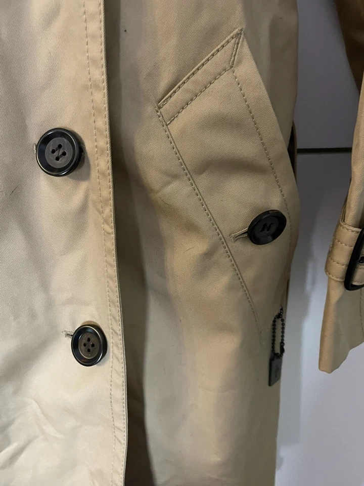 COACH F34025 Solid Bordeaux Cotton Trench Coat Beige Women’s Size XS BNWT NEW - Image 4 of 4