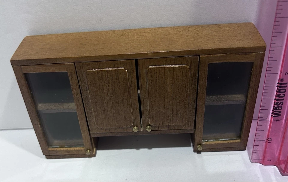 BESPAQ DOLLHOUSE 精美微型 HUTCH TOPPER CABINET WALNUT # 8905 — 第 2/4 张图片