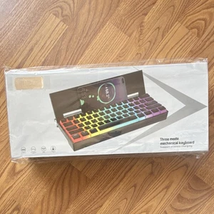NIUBCP Charge de clavier mécanique en trois modes sans fil 5000mAh 61-Key Multicol...